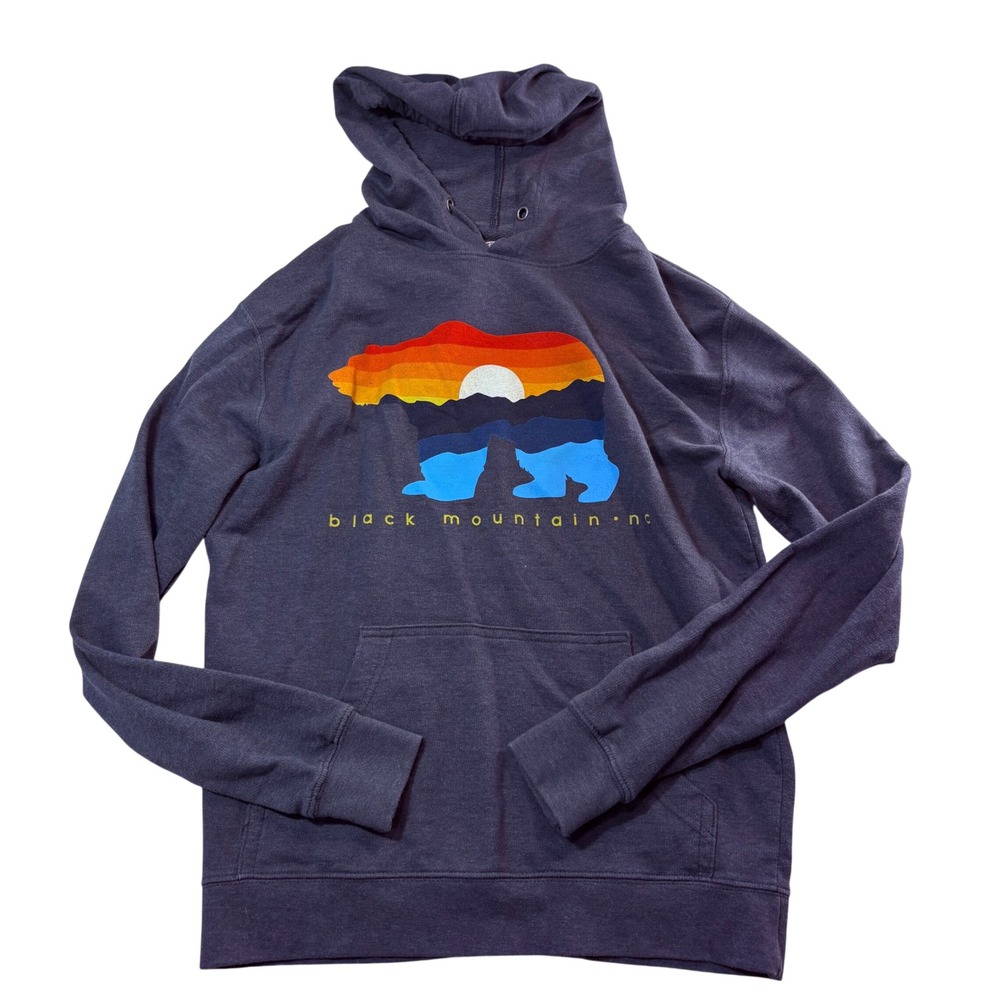 The Duck Company Black Mountain NC Sunset Bear Hoodie Charcoal Gray Mens Medium